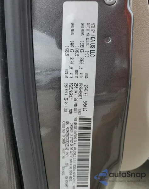 2016 Chrysler Town & Country Touring from USA, damaged, VIN 2C4RC1BG7GR268140